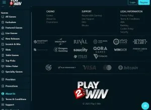 Play2win casino deposit methods